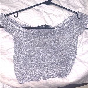 Off the shoulder scrunch crop top